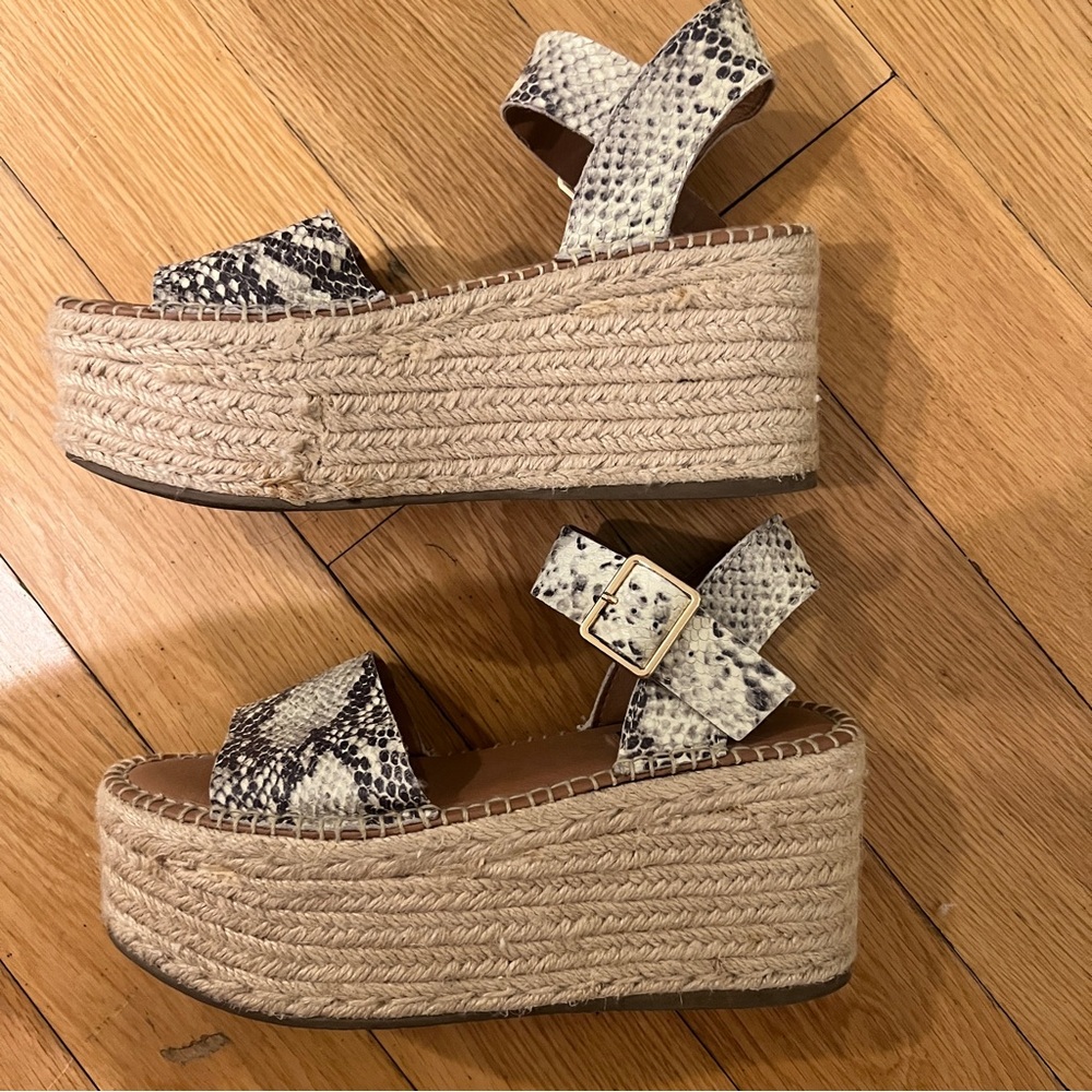 Aqua Snakeprint Platform Wedges